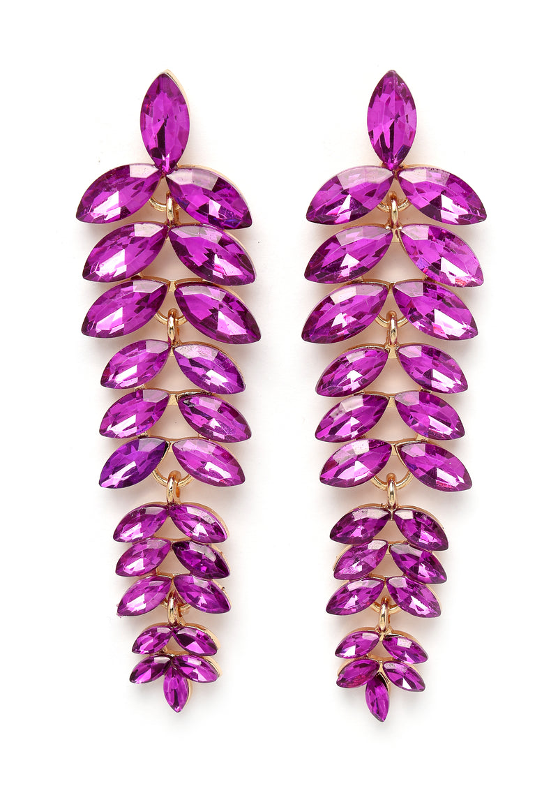 Multicolored Cascading Leaf-Shaped Drop Earrings