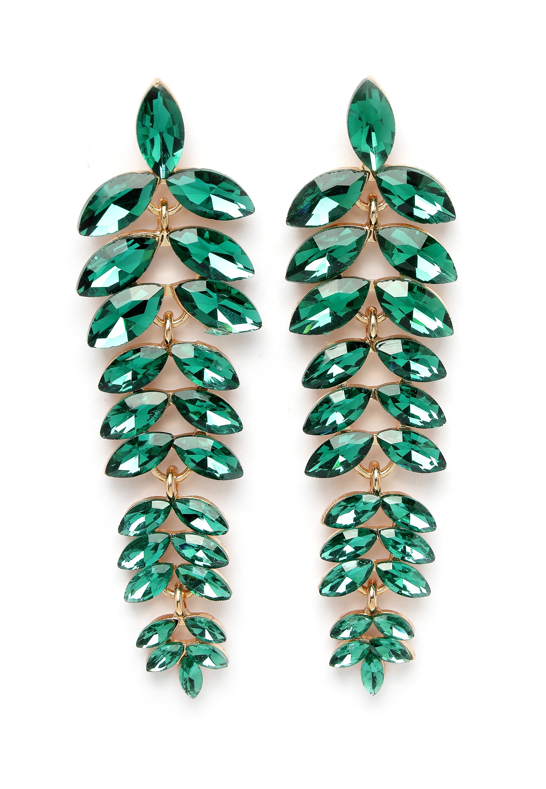 Multicolored Cascading Leaf-Shaped Drop Earrings