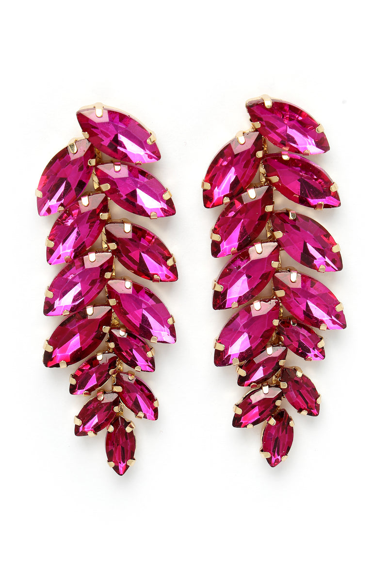 Earrings Drop Cruth Duilleog Dorcha Pink