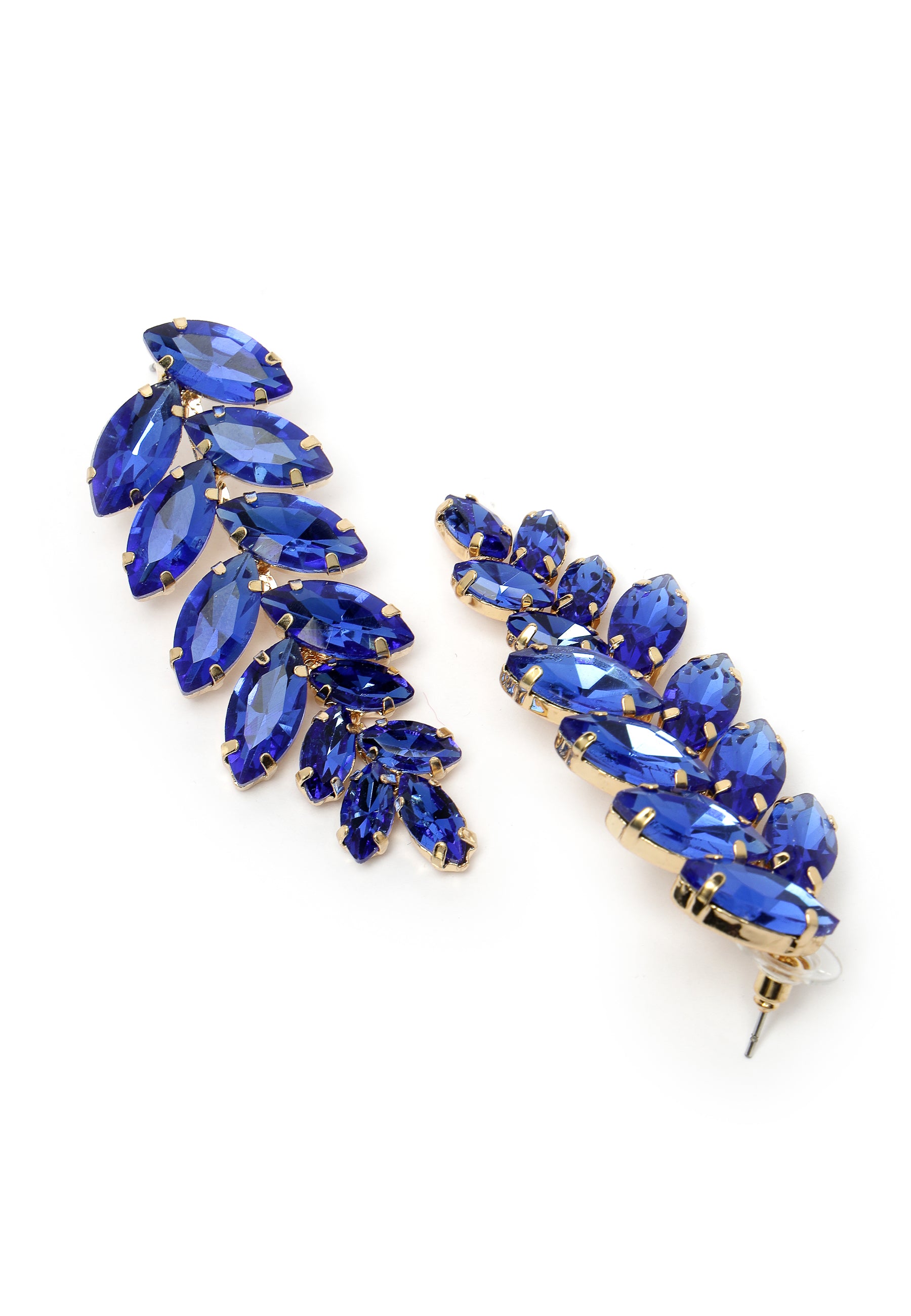 Boucles d'oreilles pendantes en forme de feuille bleu foncé