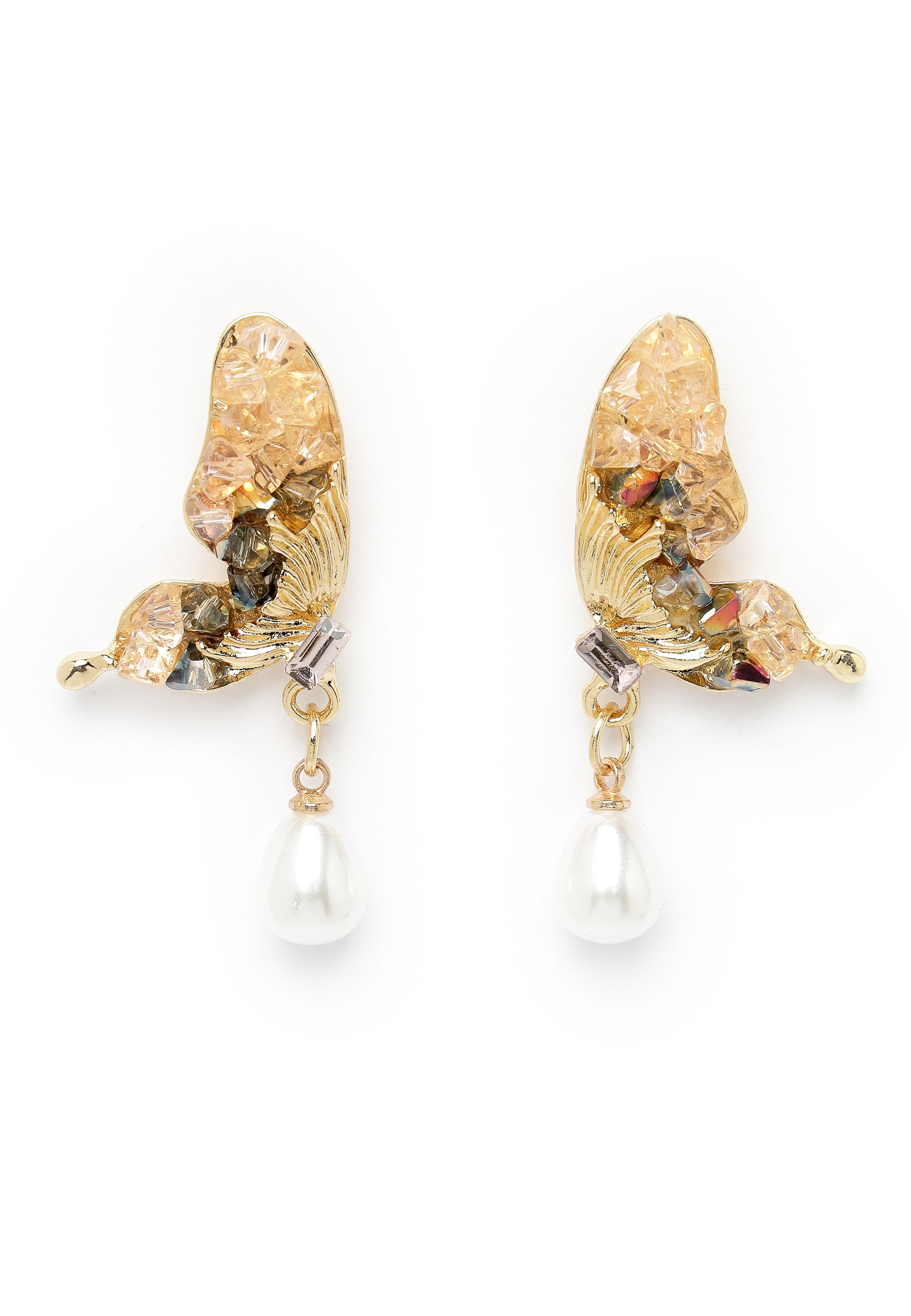 Whimsy Gold-Coloured Butterfly Drop Earrings