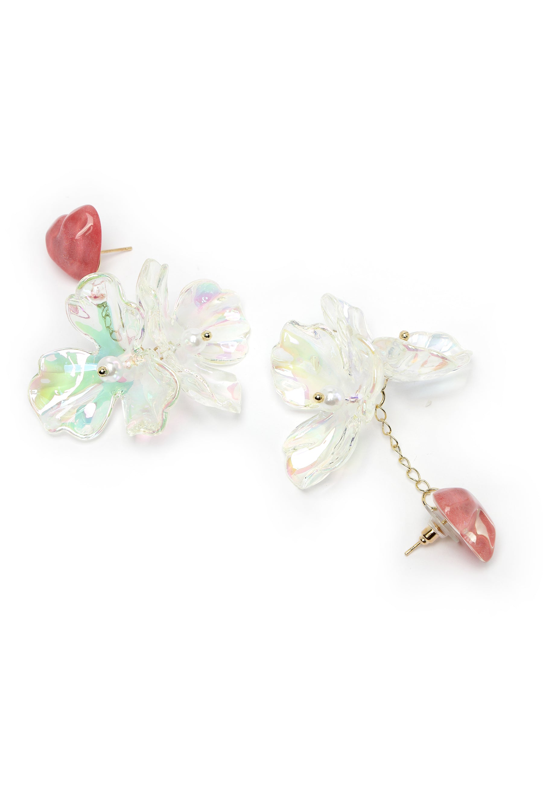 Heart Dangling Floral Earrings