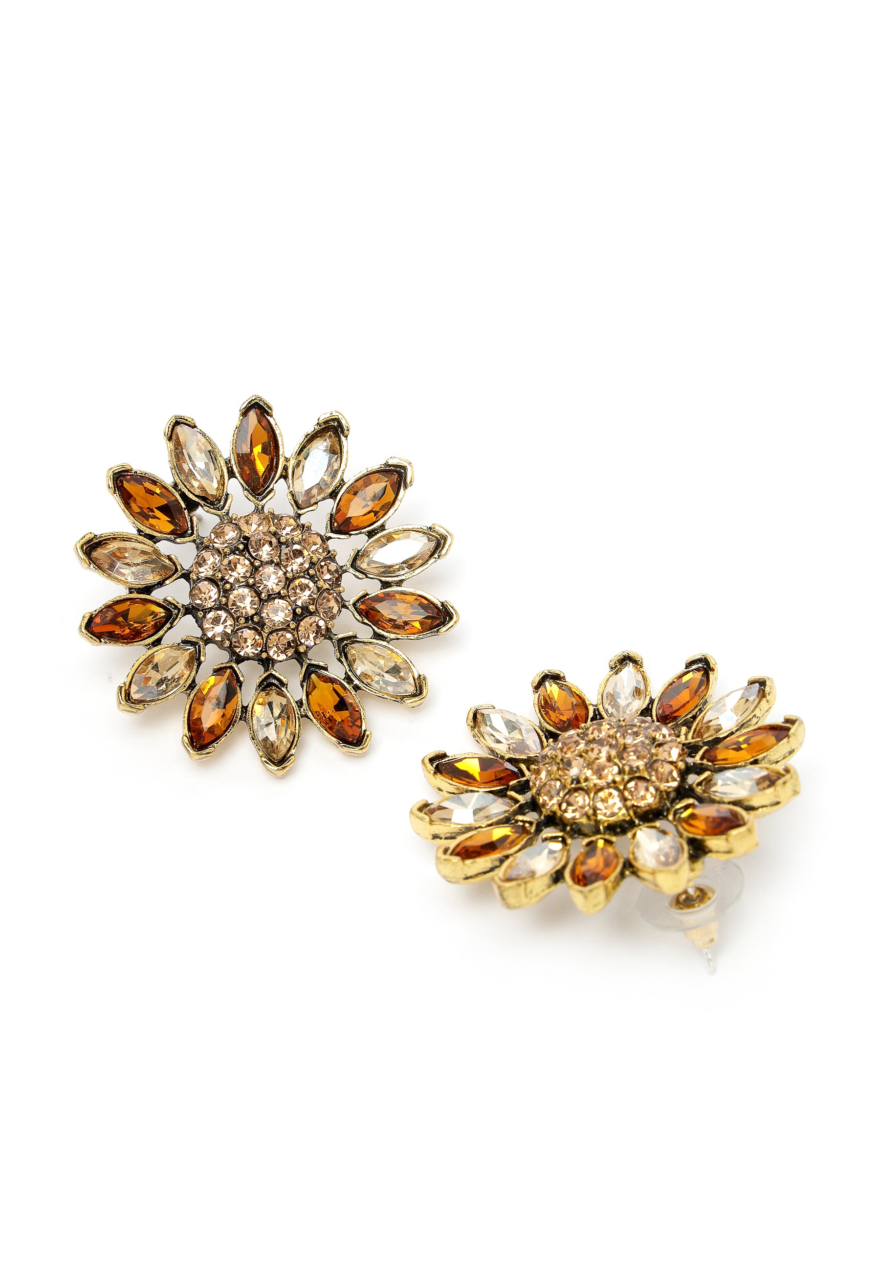 Gold-Coloured Sunflower Stud Earrings