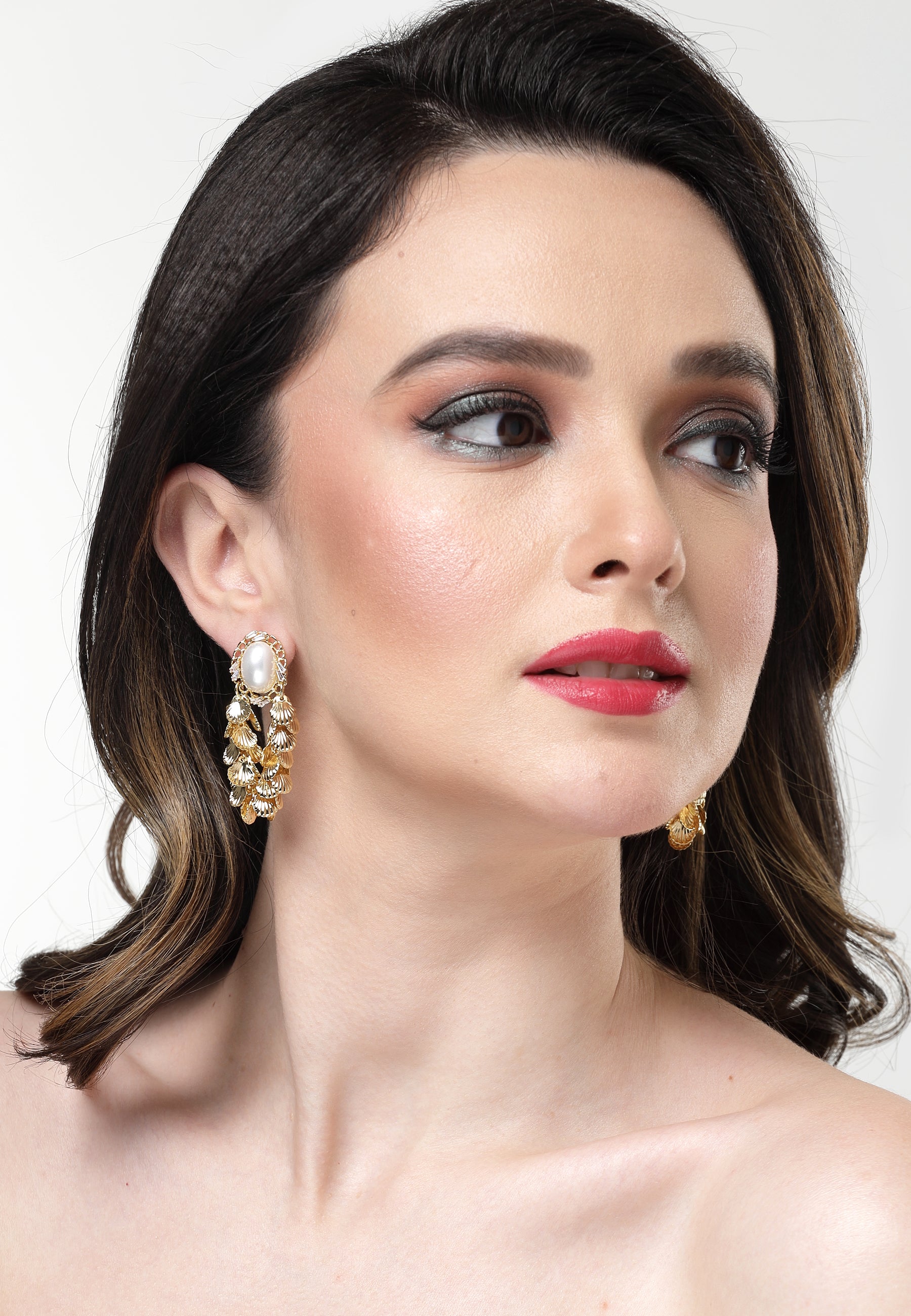 Gold-Coloured Beaded Earrings