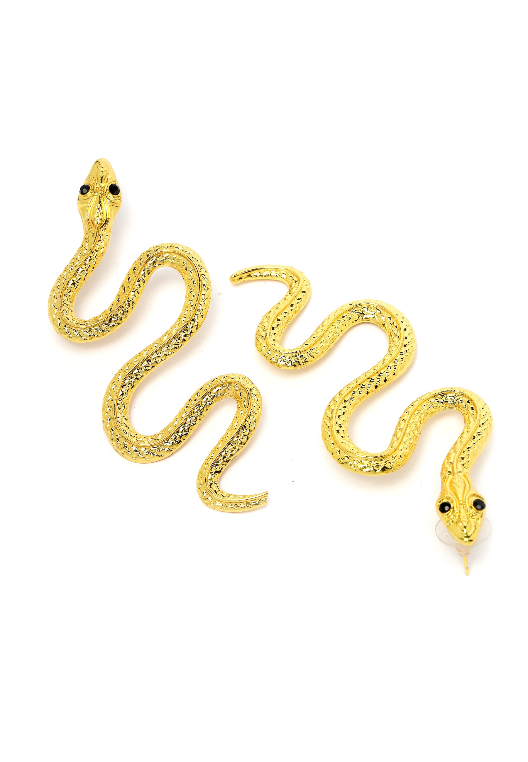 Gold-Coloured Elegant Snake Earrings