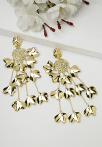 Gold-Coloured Classy Petal-Shaped Drop Earrings