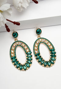 Boucles d'oreilles pendantes en mosaïque verte