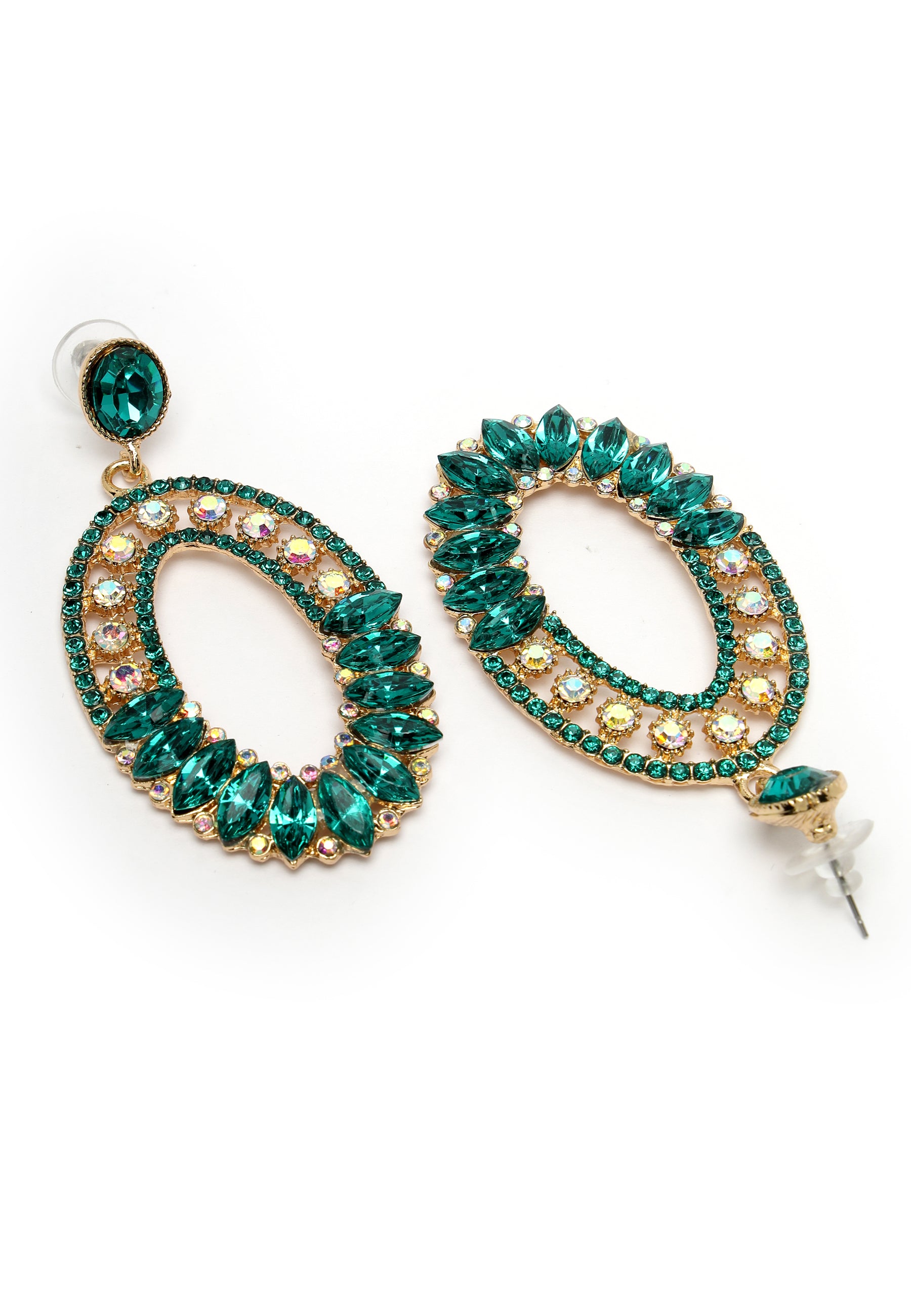 Boucles d'oreilles pendantes en mosaïque verte