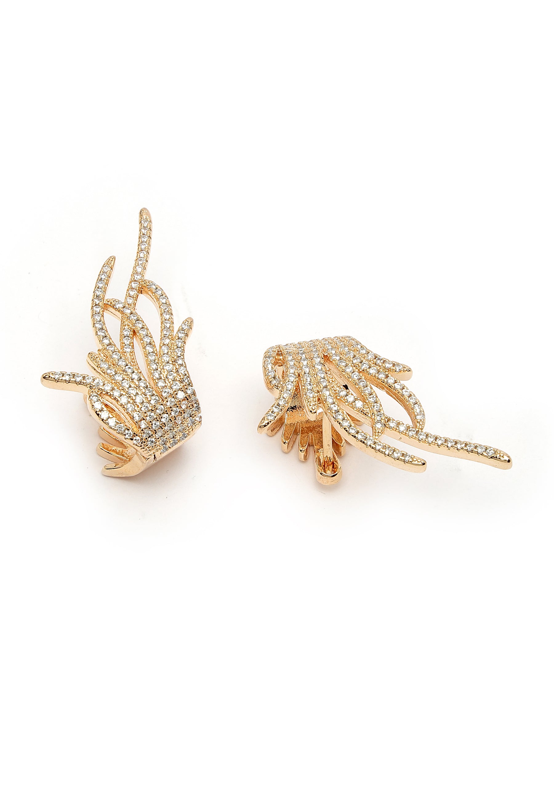 Zirconia Grass Stud Earrings