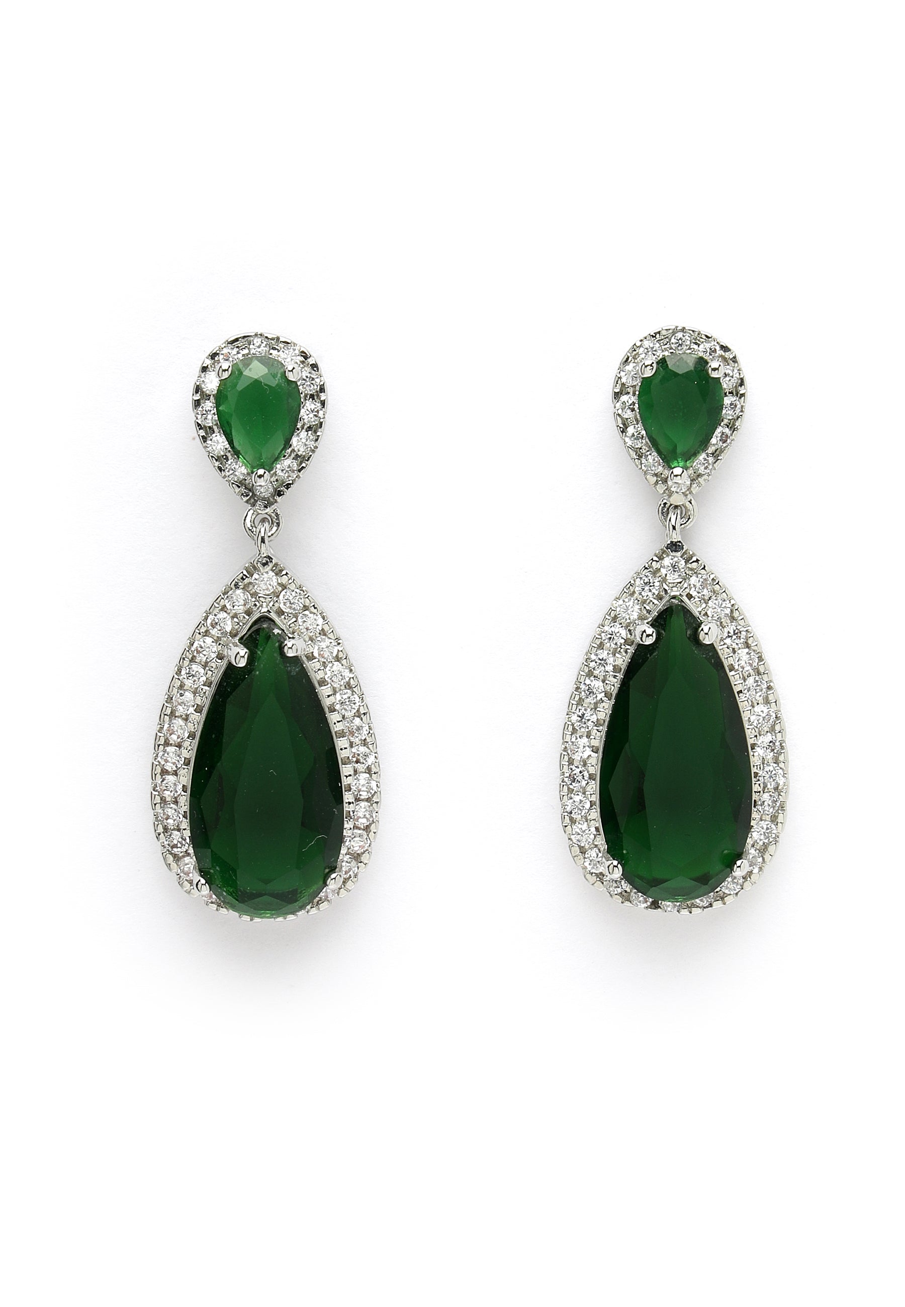 Boucles d'oreilles pendantes en zircone verte