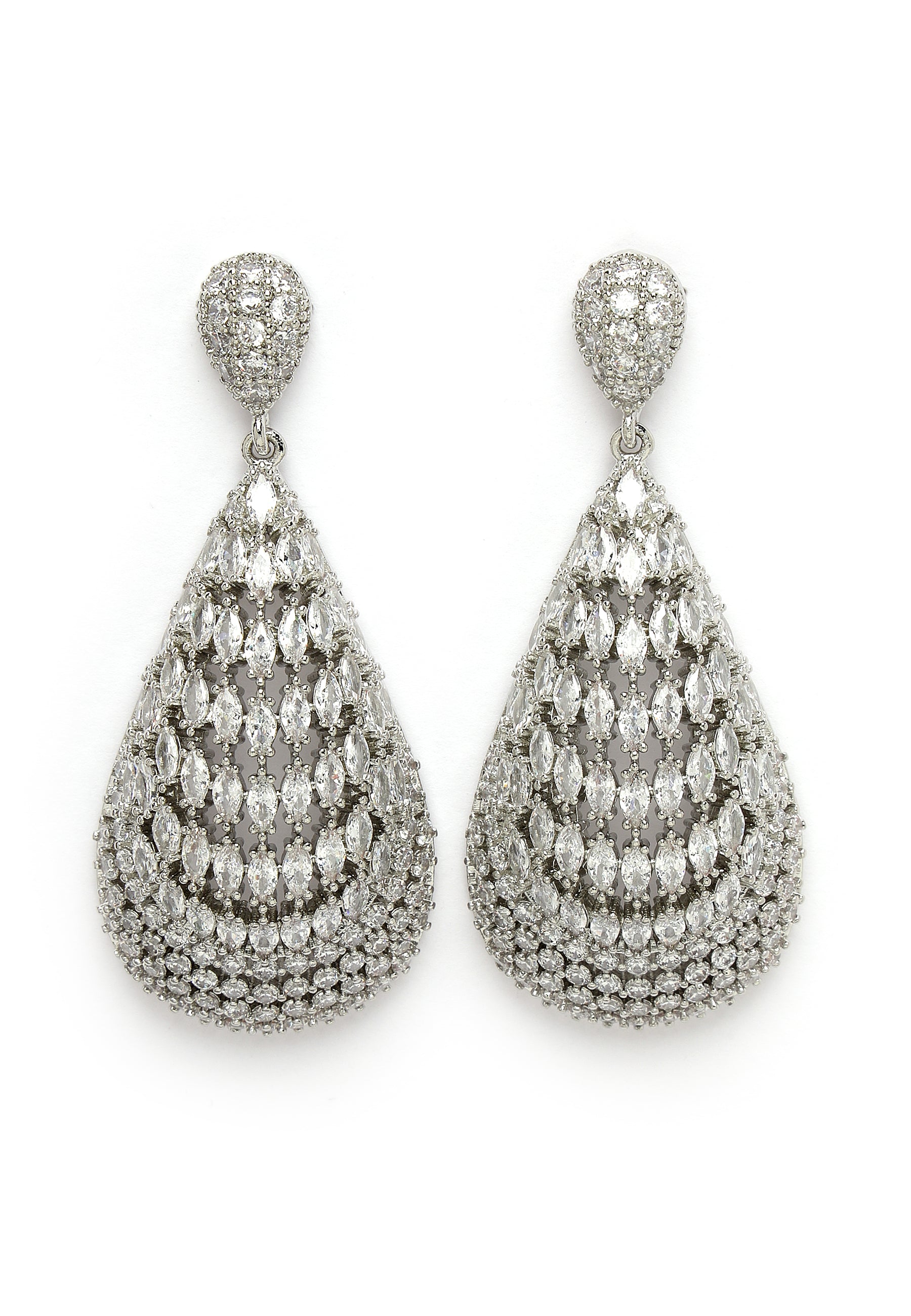 Zirconia Shimmering Hollow Drop Earrings