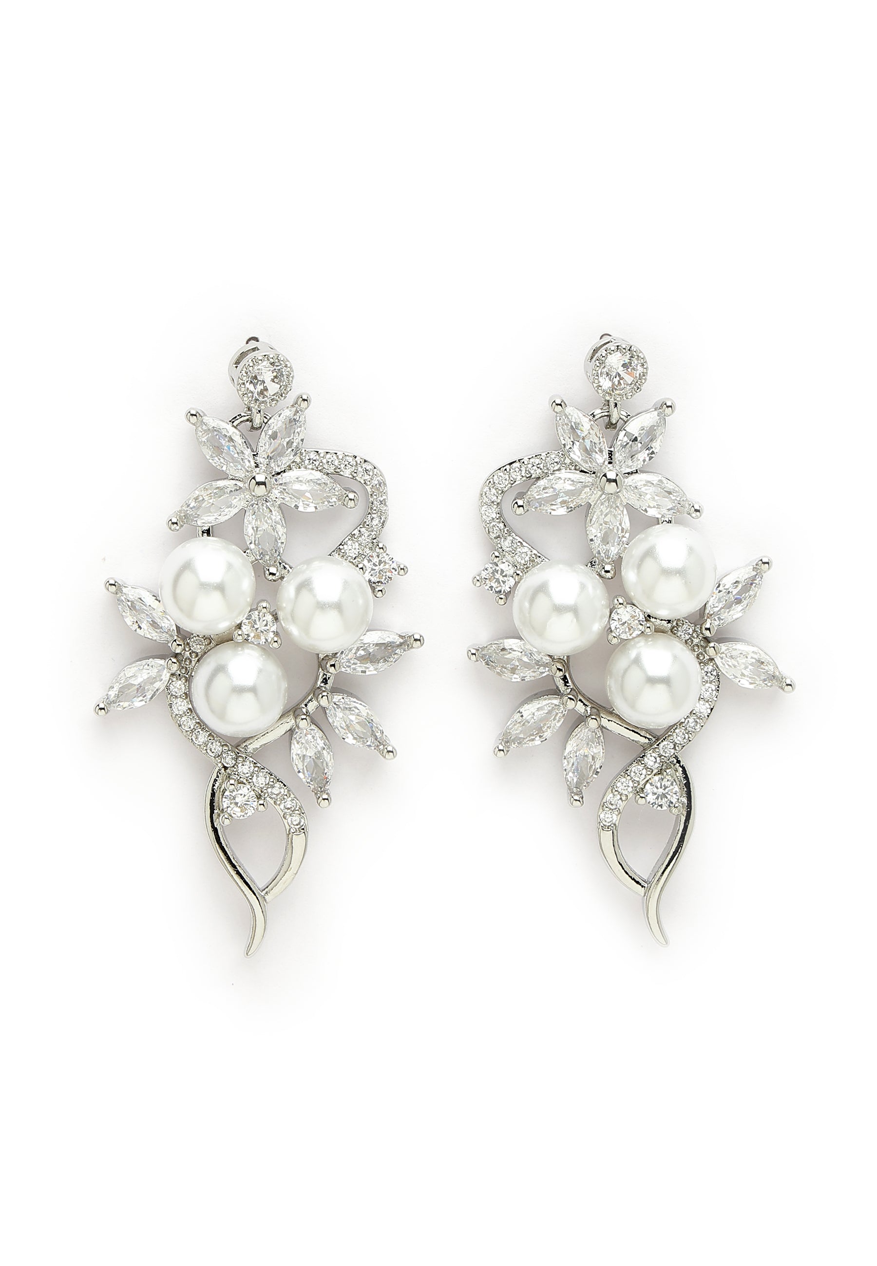 Zirconia Fashionable Floral Earrings