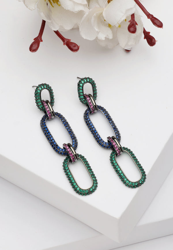 Diva Dangle Drop Oval Hoops