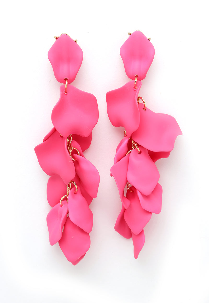 Pink Rose Petal Shaped Danglers Earrings.