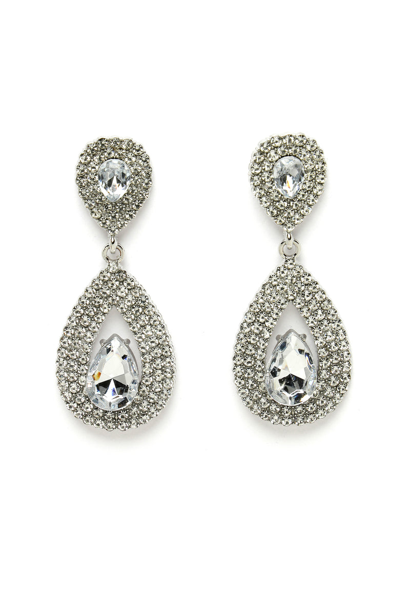 Kolczyki z kryształami w kształcie kropli wody w kolorze srebrnym