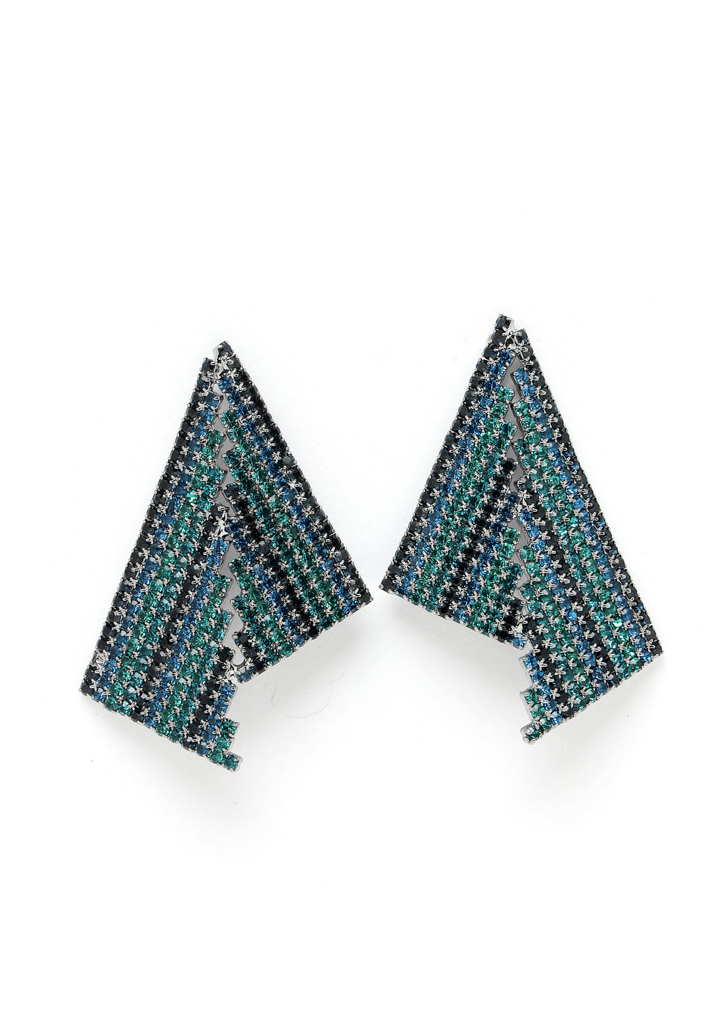 Asymmetrical Triangle Blue Crystal Earrings