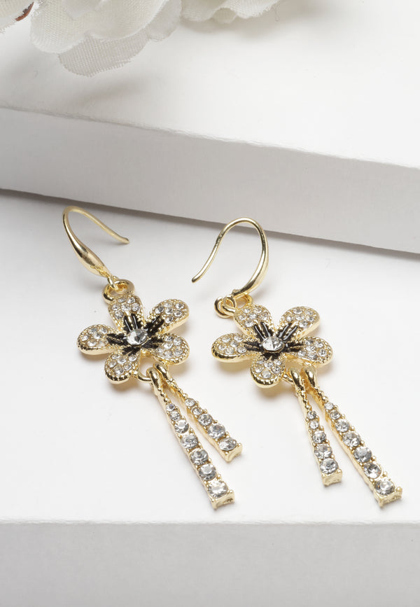 Boucles d'oreilles carillons floraux en cristal doré