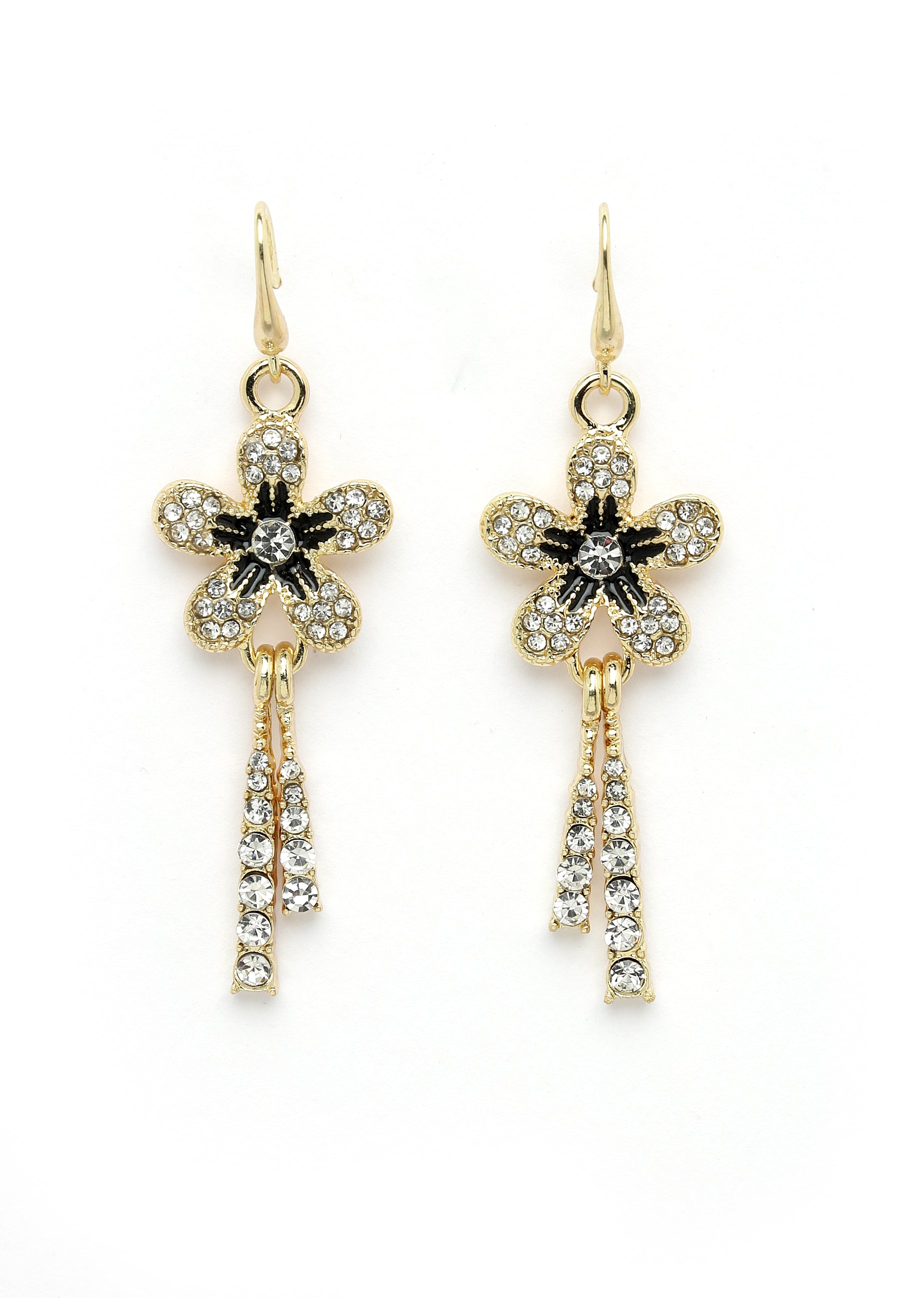 Boucles d'oreilles carillons floraux en cristal doré