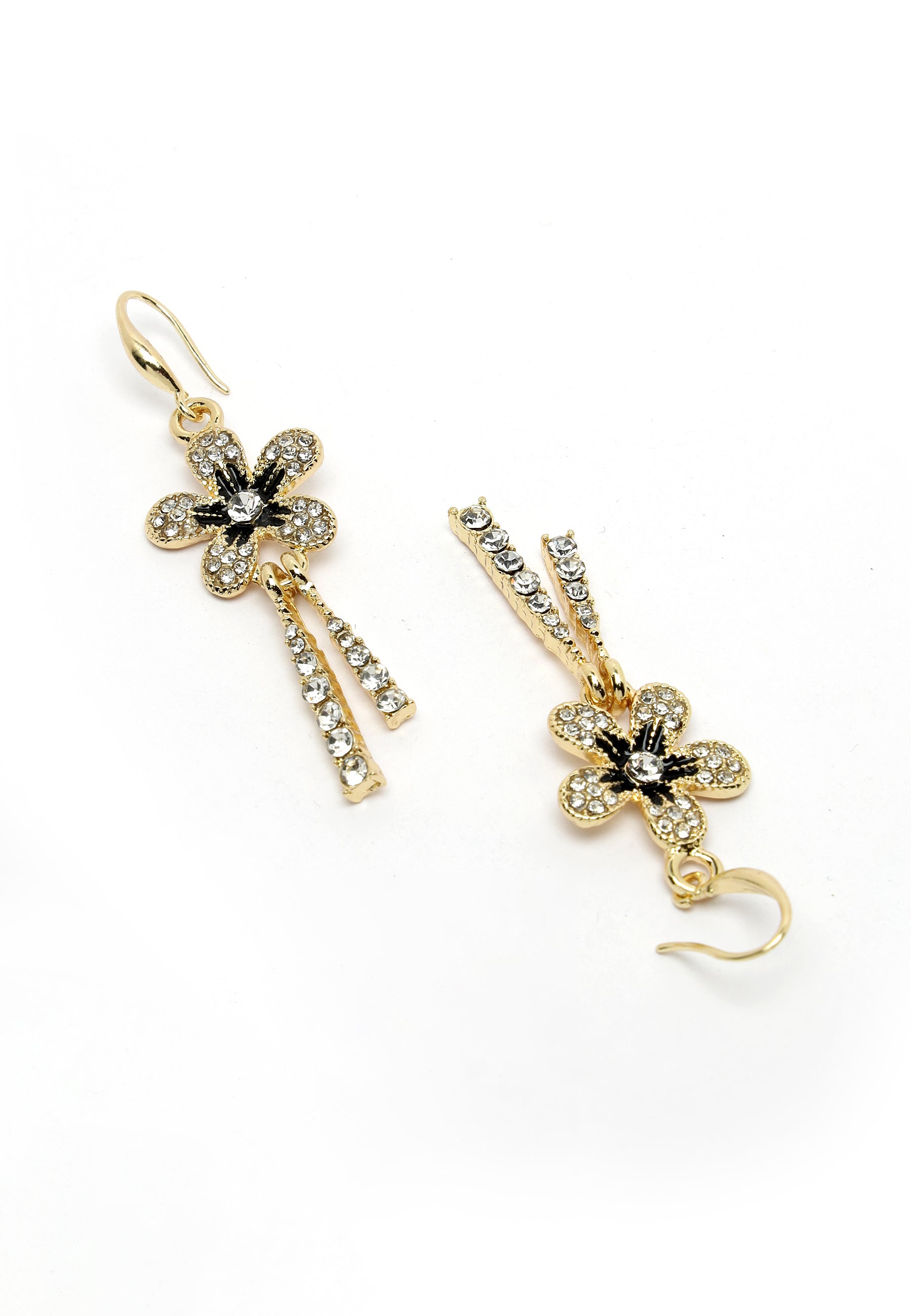 Boucles d'oreilles carillons floraux en cristal doré