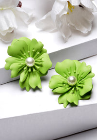 Floral Pearl Stud korvakorut Matcha Green