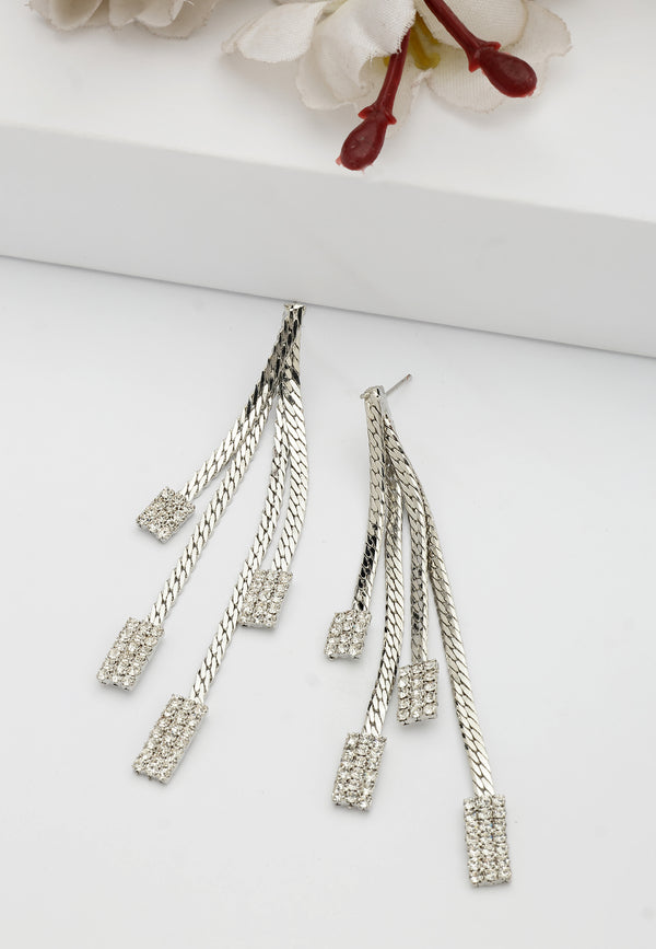 Square Stone Chain Earrings