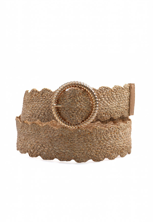 Beige Chic Elastischer Runder Schnallen-Gürtel