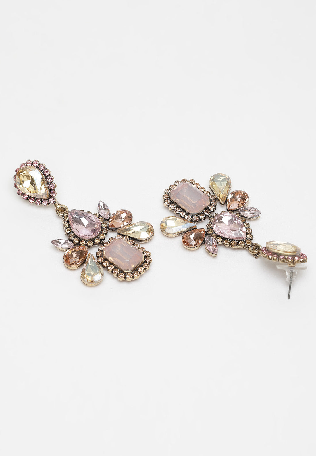 Boucles d'oreilles pendantes en cristal rose