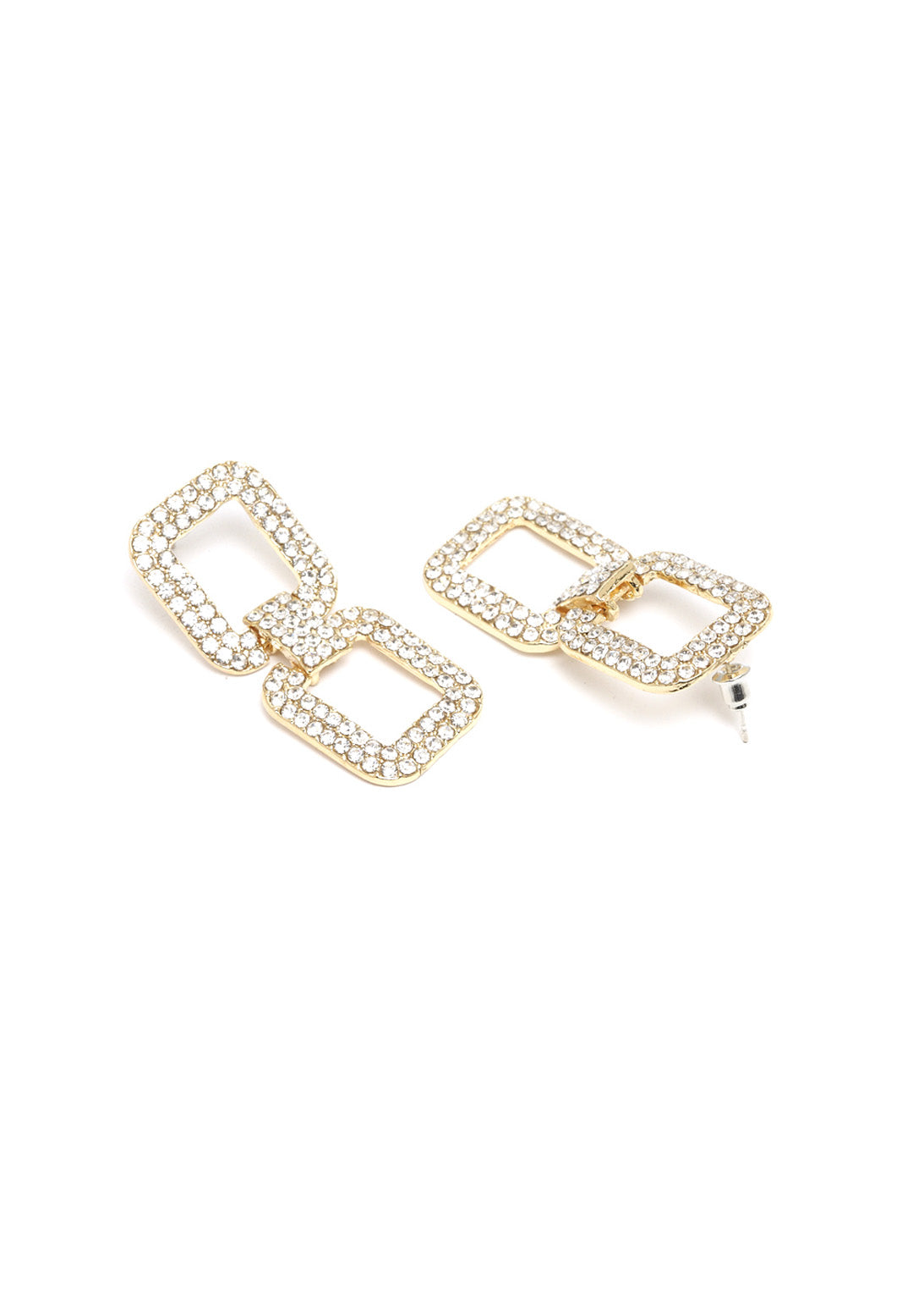 gold-toned crystal square hoop Earrings